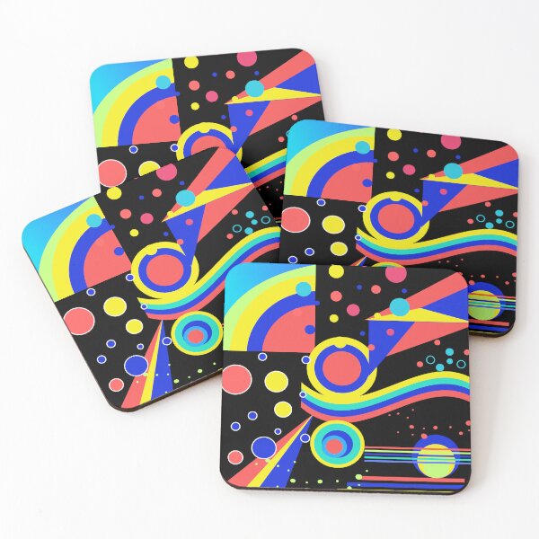 Item preview, geometric, abstract, modern, circles, triangles,  bubbles, yellow, blue, red, green designed and sold by OLYAALYA.