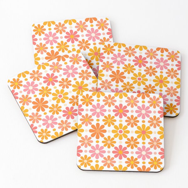 Item preview, 60's Retro Flowers in Orange, Yellow, and Pink designed and sold by ArtFactoryAI.