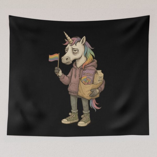 Item preview, Tired Queer Unicorn – Grocery Run Pride Edition designed and sold by TeesAndSass.