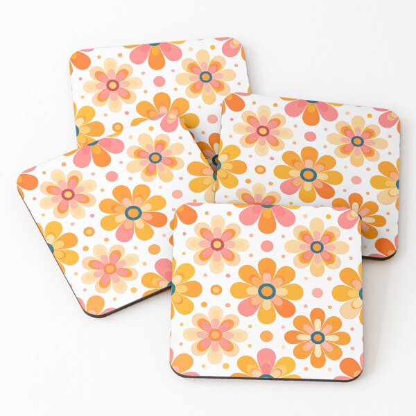 Item preview, 60's Retro Flowers in Orange, Yellow, and Pink designed and sold by ArtFactoryAI.