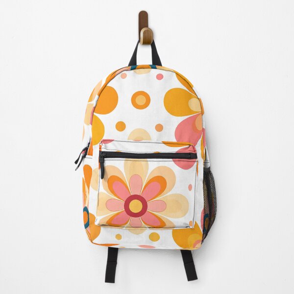 Item preview, 60's Retro Flowers in Orange, Yellow, and Pink designed and sold by ArtFactoryAI.