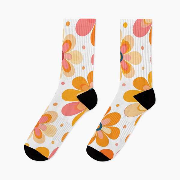 Item preview, 60's Retro Flowers in Orange, Yellow, and Pink designed and sold by ArtFactoryAI.