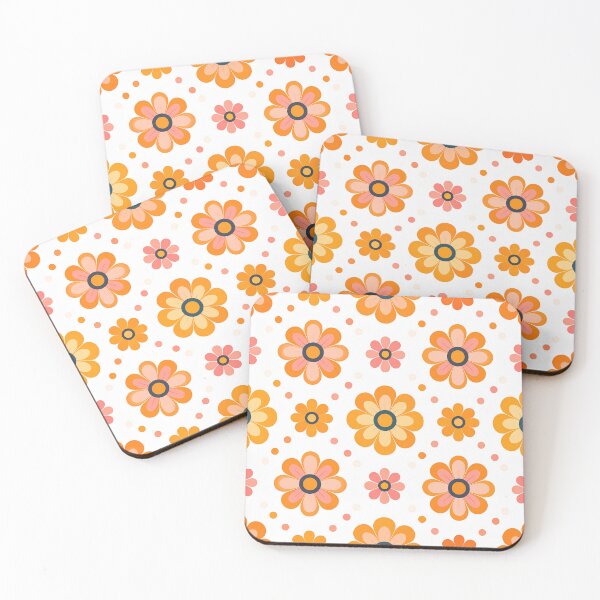 Item preview, 60's Retro Flowers in Orange, Yellow, and Pink designed and sold by ArtFactoryAI.