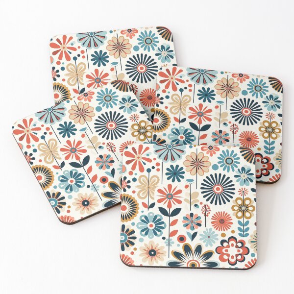 Item preview, 60's Retro Flowers Pattern designed and sold by ArtFactoryAI.