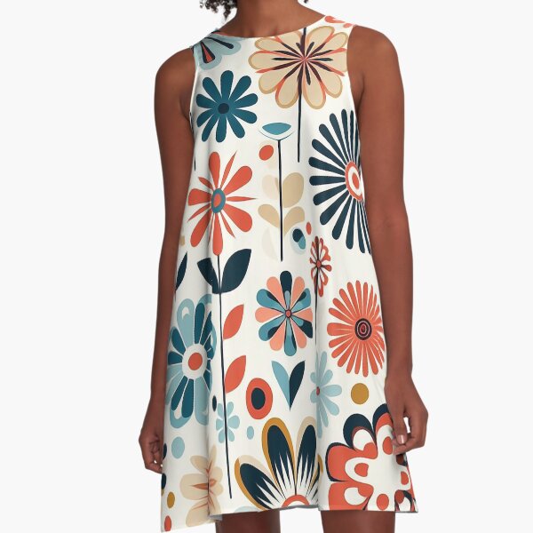 Item preview, 60's Retro Flowers Pattern designed and sold by ArtFactoryAI.