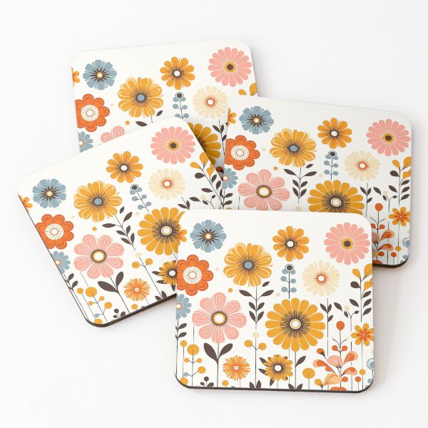 Item preview, 60's Retro Flowers Pattern designed and sold by ArtFactoryAI.