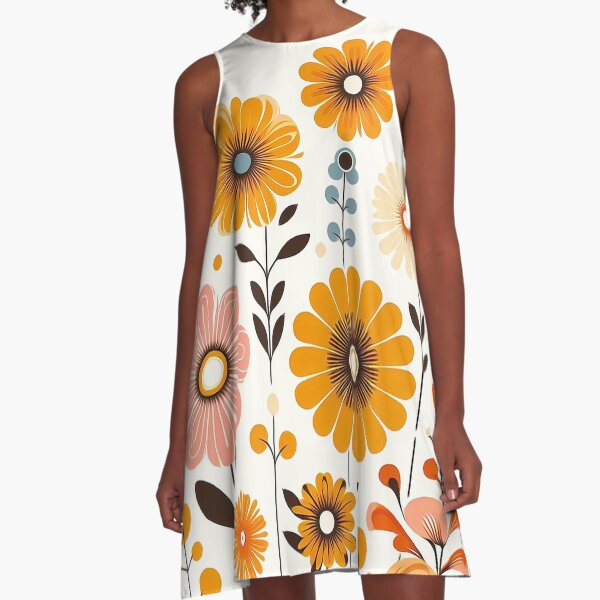 Item preview, 60's Retro Flowers Pattern designed and sold by ArtFactoryAI.