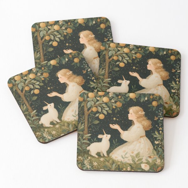 Item preview, Fairy and Baby Unicorn Beneath the Golden Orchard designed and sold by Magical Art Store.