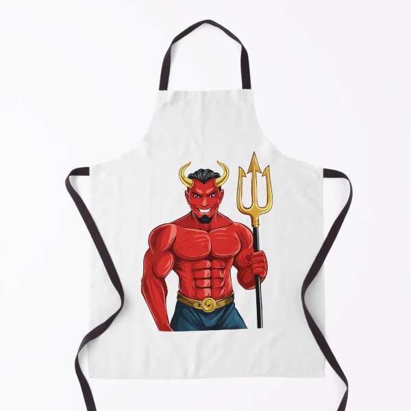 Item preview, Devil with trident, Evil laughing devil, Angry red demon illustration, muscular demon with glowing eyes, strong sports cartoon character designed and sold by Danler.