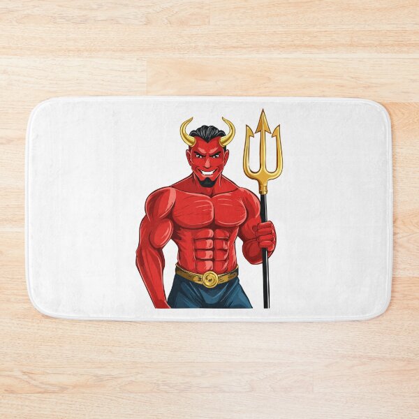 Item preview, Devil with trident, Evil laughing devil, Angry red demon illustration, muscular demon with glowing eyes, strong sports cartoon character designed and sold by Danler.