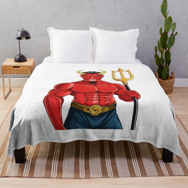 Item preview, Devil with trident, Evil laughing devil, Angry red demon illustration, muscular demon with glowing eyes, strong sports cartoon character designed and sold by Danler.