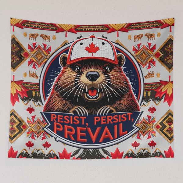 Item preview, Resist Persist Prevail Beaver Embroidered Patch  Canadian Pride Design designed and sold by ArtDesignTp.
