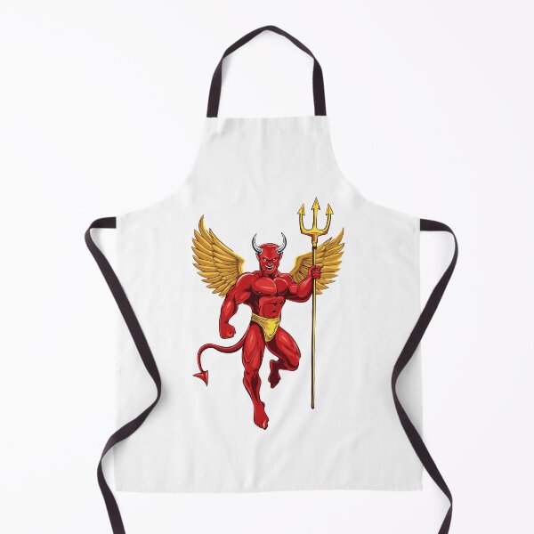 Item preview, Devil with trident, Evil laughing devil, Angry red demon illustration, muscular demon with glowing eyes, strong sports cartoon character designed and sold by Danler.