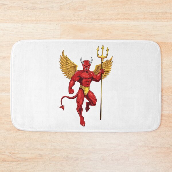 Item preview, Devil with trident, Evil laughing devil, Angry red demon illustration, muscular demon with glowing eyes, strong sports cartoon character designed and sold by Danler.