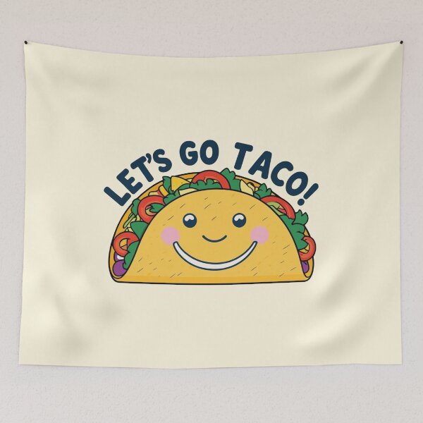 Item preview, Let’s Go Taco! Happy Cartoon Taco with Blushing Cheeks – Cute Food Design designed and sold by Dokak Shop.