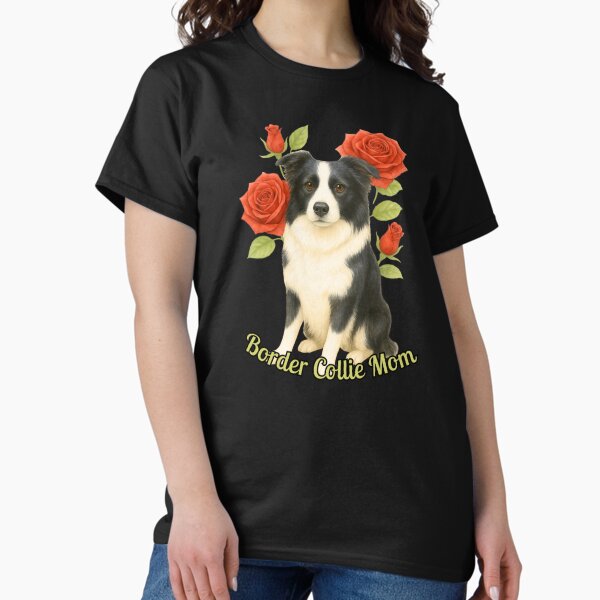 Vista previa del artículo con la obra «Mamá de Border Collie con rosas: un diseño adorable para amantes de los perros, ideal para mamás y dueños de collies.», diseñado y vendido por Kalea's Wags & Whiskers Designs.