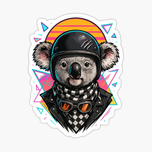 Item preview, Koala Bear Biker Vaporwave Retro designed and sold by TomFrontierArt.