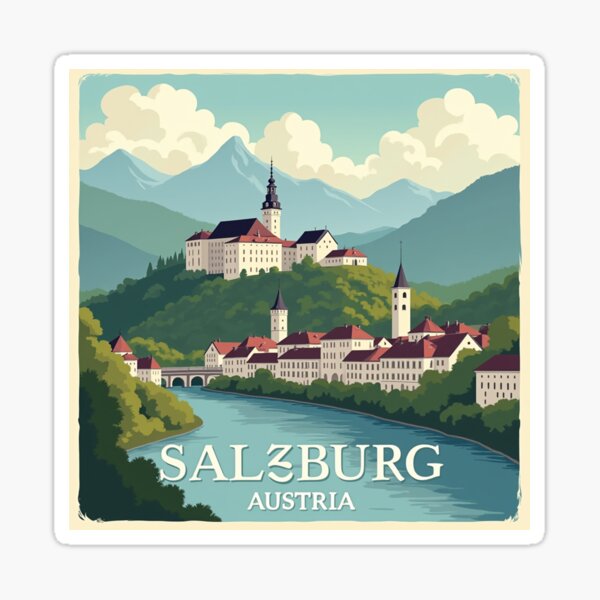 Item preview, Salzburg Austria Vintage Travel Poster designed and sold by designsjakov.