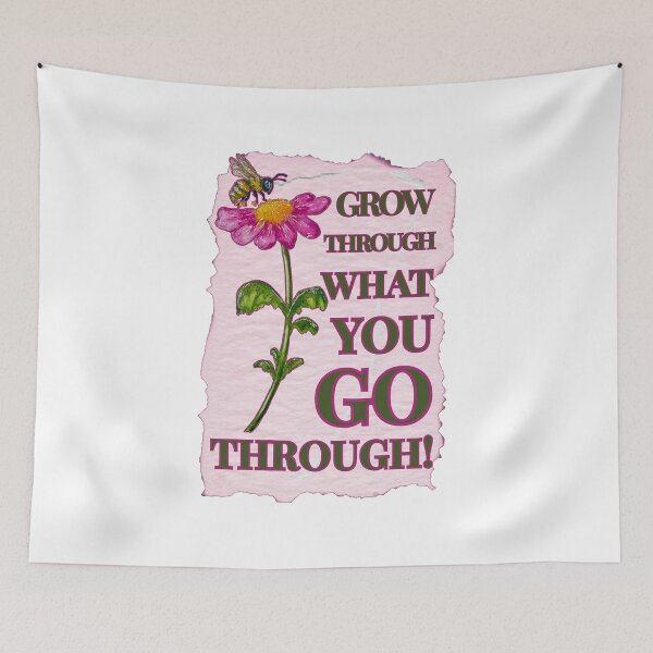 Item preview, GROW Through what you Go Through - flower & bee design designed and sold by LumiSoleil.