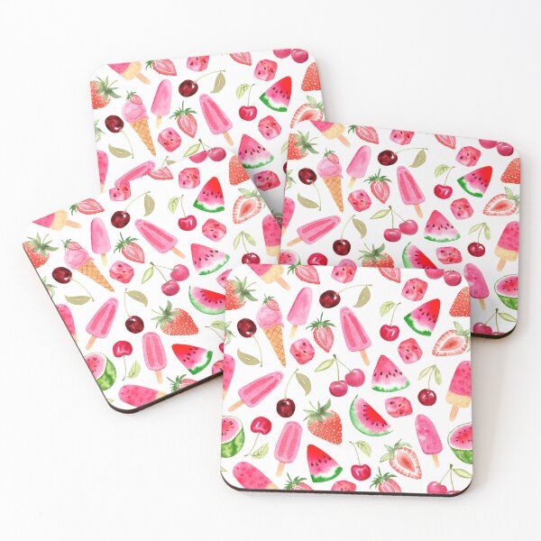 Item preview, Watercolor Summer Fruits and Ice Cream Pattern (White) designed and sold by andrebalest.art.