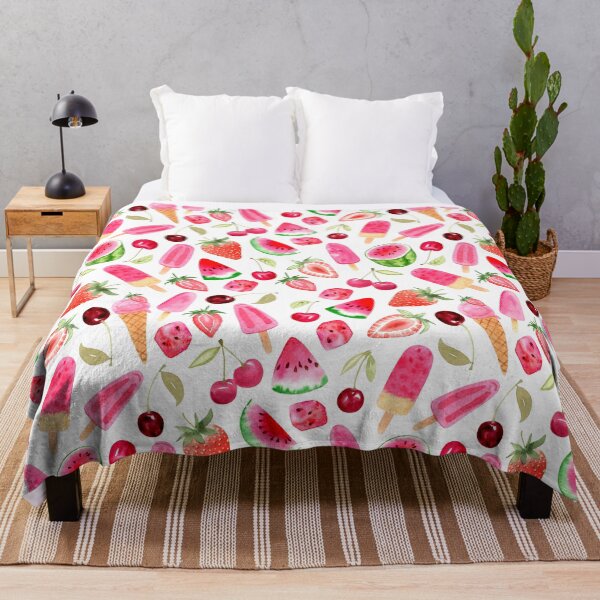 Item preview, Watercolor Summer Fruits and Ice Cream Pattern (White) designed and sold by andrebalest.art.