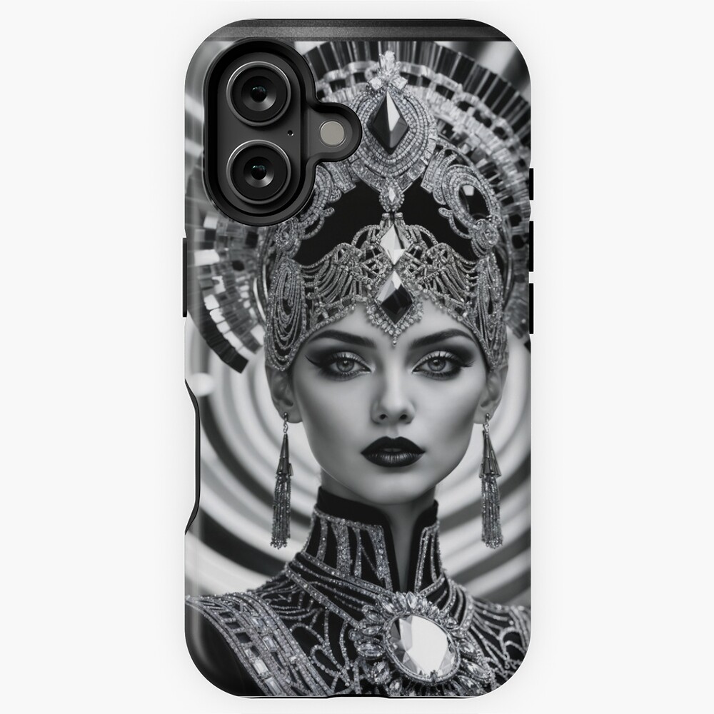 Enigmatic Portrait Of The Art Deco Beauty Lysandra Isolde-Rhiannon Mesmerizing AI Concept Art by Xzendor7 Decorative Art Print iPhone Cases