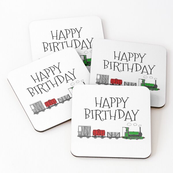 Item preview, Steam Train Birthday, Narrow Gauge Locomotive With Wagons designed and sold by doodlerob.