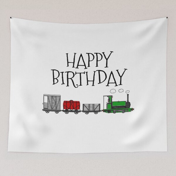 Item preview, Steam Train Birthday, Narrow Gauge Locomotive With Wagons designed and sold by doodlerob.