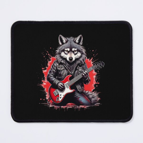 Item preview, Rock Wolf with Electric Guitar – Animal Music Lover Design designed and sold by friadesign.