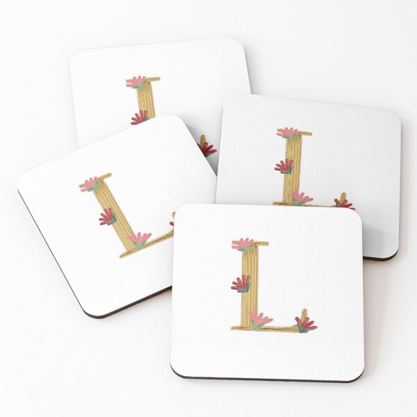 Item preview, L Monogram in Gold with Flowers  designed and sold by Peace502.