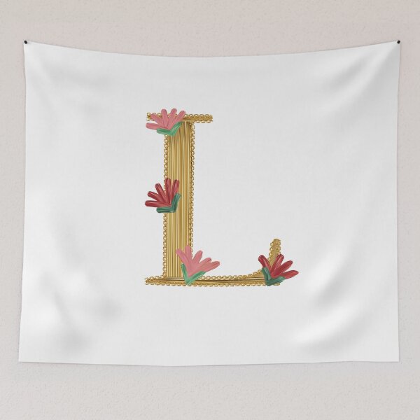 Item preview, L Monogram in Gold with Flowers  designed and sold by Peace502.