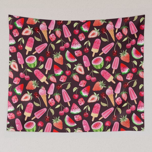 Item preview, Watercolor Summer Fruits and Ice Cream Pattern (Purple) designed and sold by andrebalest.art.