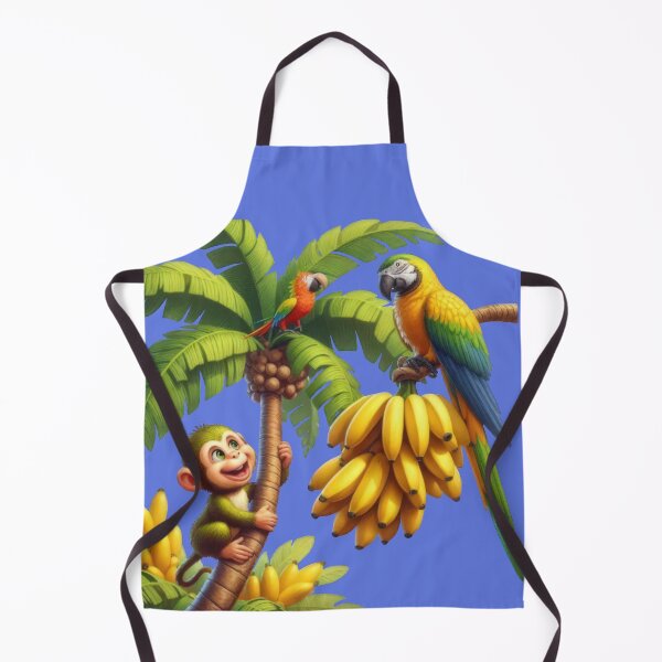 Item preview, Jungle Friends: Cute Monkey and Parrots on a Banana Palm designed and sold by IraBum.