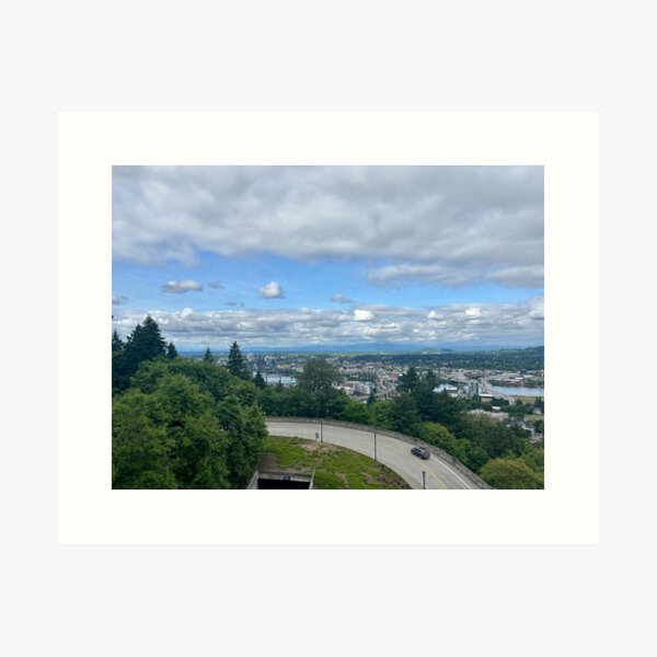 Item preview, looking out over Portland  designed and sold by thebentknitter.