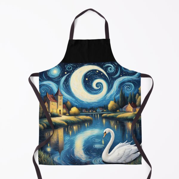Item preview, Swan Lake Under Starry City Lights – Starry Night Inspired designed and sold by EmeraldeaArt.