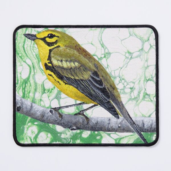 Item preview, Perched Male Prairie Warbler on Green designed and sold by Magpie's Miscellany.