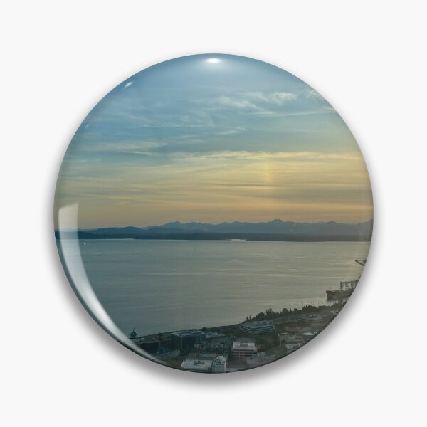 Item preview, Sun setting over Seattle designed and sold by thebentknitter.