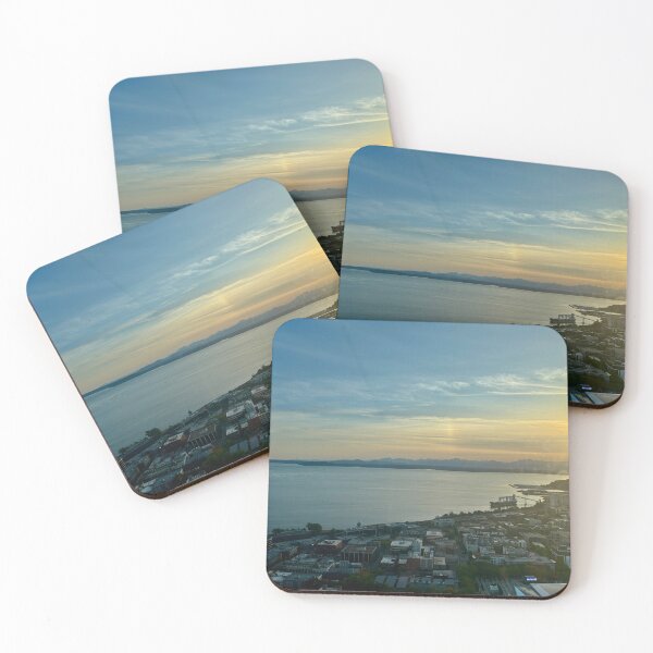 Item preview, Sun setting over Seattle designed and sold by thebentknitter.