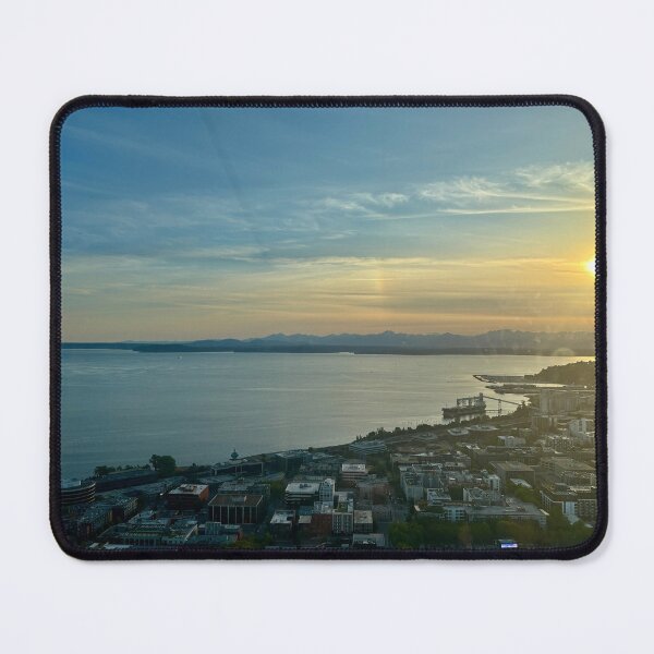 Item preview, Sun setting over Seattle designed and sold by thebentknitter.