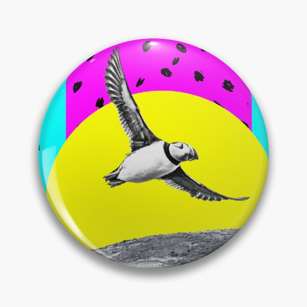 Item preview, Puffin Island Retro Wall Art Print designed and sold by Cosmic Badger.