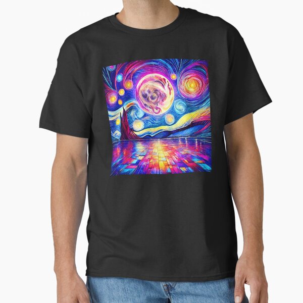 Item preview, Cosmical Starry Night – Sci-Fi Planets in Futuristic Van Gogh Style designed and sold by EmeraldeaArt.