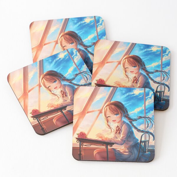 Item preview, Daydreaming at the Window — Anime Girl at Desk designed and sold by EmeraldeaArt.