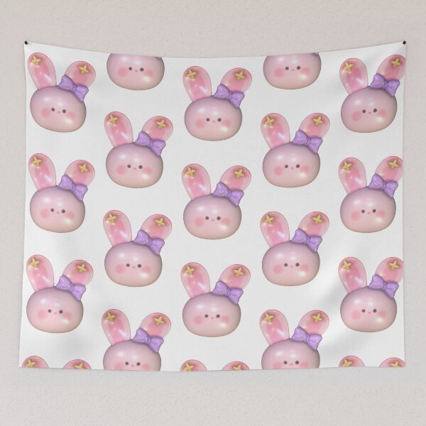 Item preview, Kawaii Pink Bunny Head with Purple Bow and Yellow Stars | Cute Bunny Face designed and sold by Blueprint&co.
