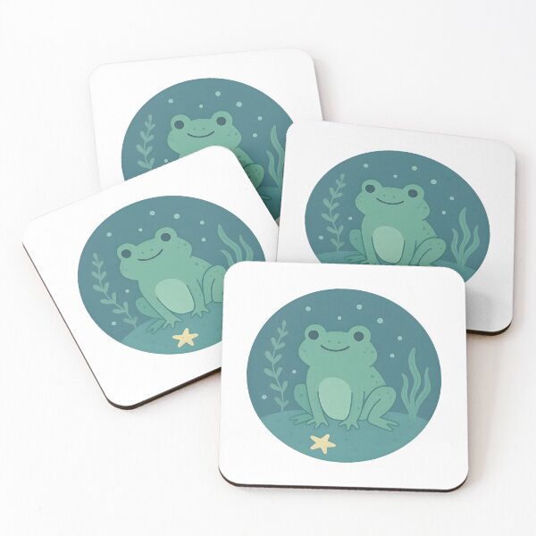 Item preview, Aqua Frog – Sitting Frog with Bubbles designed and sold by SheepyDaily.