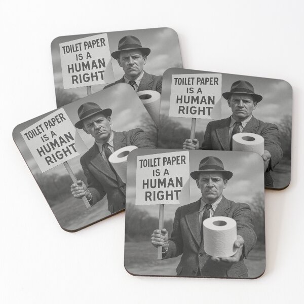 Item preview, Toilet Paper Is a Human Right | 1940s Protest Poster | Black & White Surreal Digital Art | 18x18 Printable Wall Decor designed and sold by Abominable Prints.