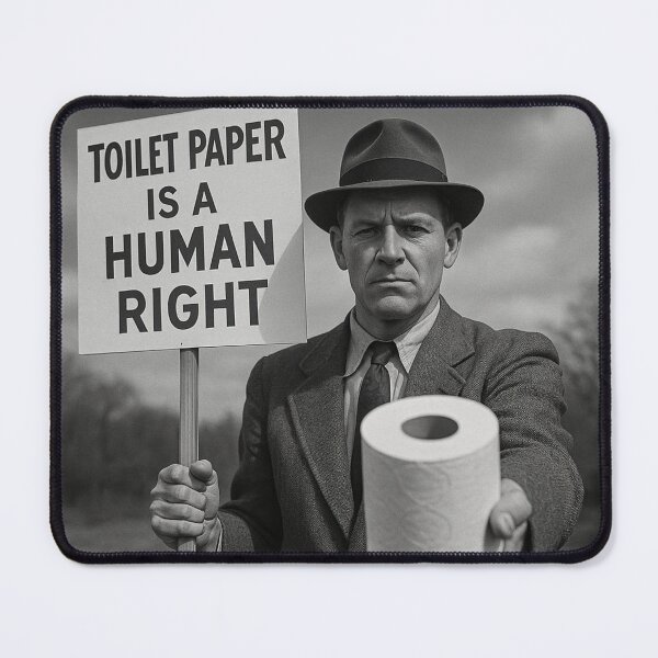 Item preview, Toilet Paper Is a Human Right | 1940s Protest Poster | Black & White Surreal Digital Art | 18x18 Printable Wall Decor designed and sold by Abominable Prints.