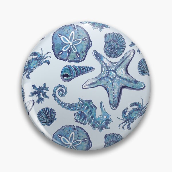 Artikelvorschau, Aquarell Muscheln und Meerestiere - Navy Kollektion entworfen und verkauft von PD-Coastal.