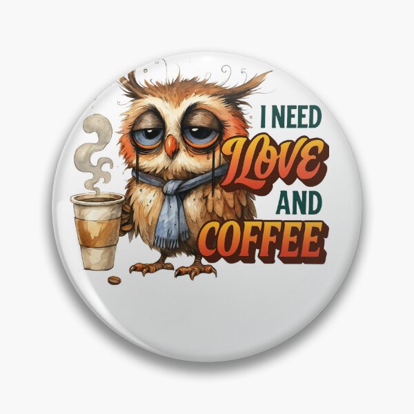 Item preview, Running on Caffeine and False Hope – Tired Owl Coffee Humor Design designed and sold by JenniferCreaArte .