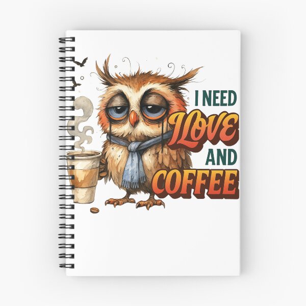 Item preview, Running on Caffeine and False Hope – Tired Owl Coffee Humor Design designed and sold by JenniferCreaArte .