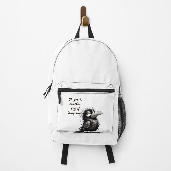 Item preview, Another Day, Another Fake Smile – Sarcastic Crow in Monochrome Humor Style designed and sold by JenniferCreaArte .